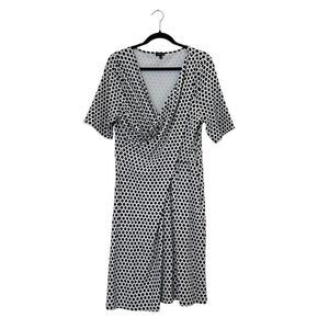 Talbots Black & White Faux Wrap A-line Printed Dress Size XL